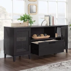 Sauder Tiffin Line 30"H Storage Credenza with 3 Shelves, Raven Oak (433265)