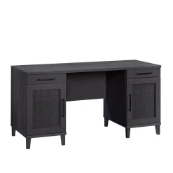 Sauder Tiffin Line 60"W Double Pedestal Desk, Raven Oak (433266)