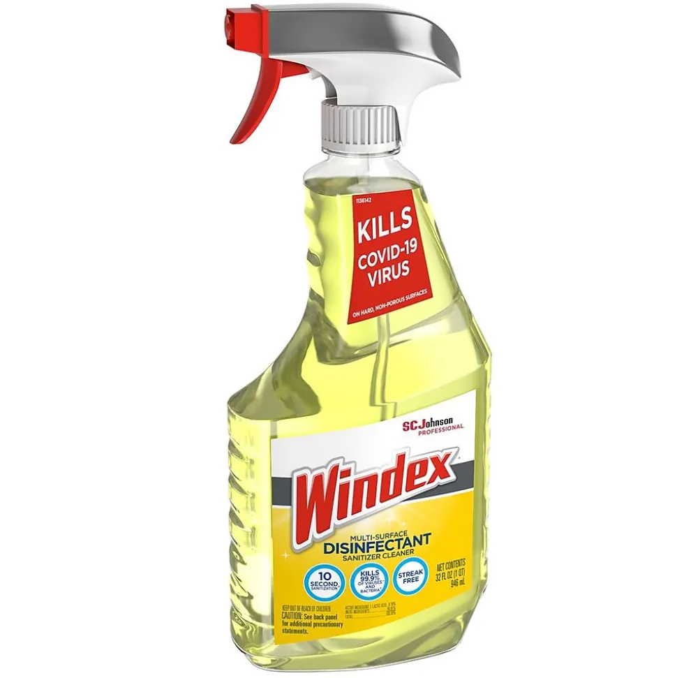 SC Johnson Windex Disinfecting Multi-Surface Sanitizer Cleaner, Citrus Scent, 32 Oz. (322369)