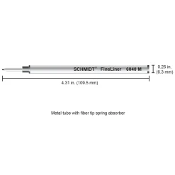 Schmidt 6040 Fineliner W/ Spring Loaded Refill, Fits Most Capped Rollerball Pens, Medium, Black, 2 Pack (SC58117)