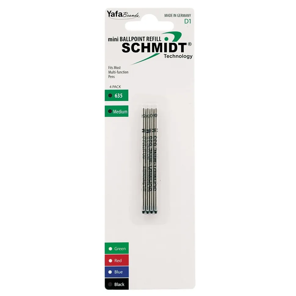 Schmidt 635 Mini D1 Ballpoint Refill, fits Multifunction pens, Medium, Black, 4 Pack (SC58149)