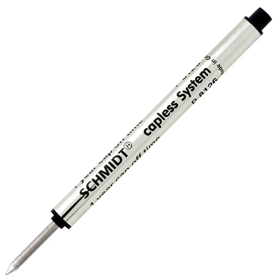 Schmidt 8126 Rollerball Short Capless Refill, Fine, Black, 2 Pack (SC58119)