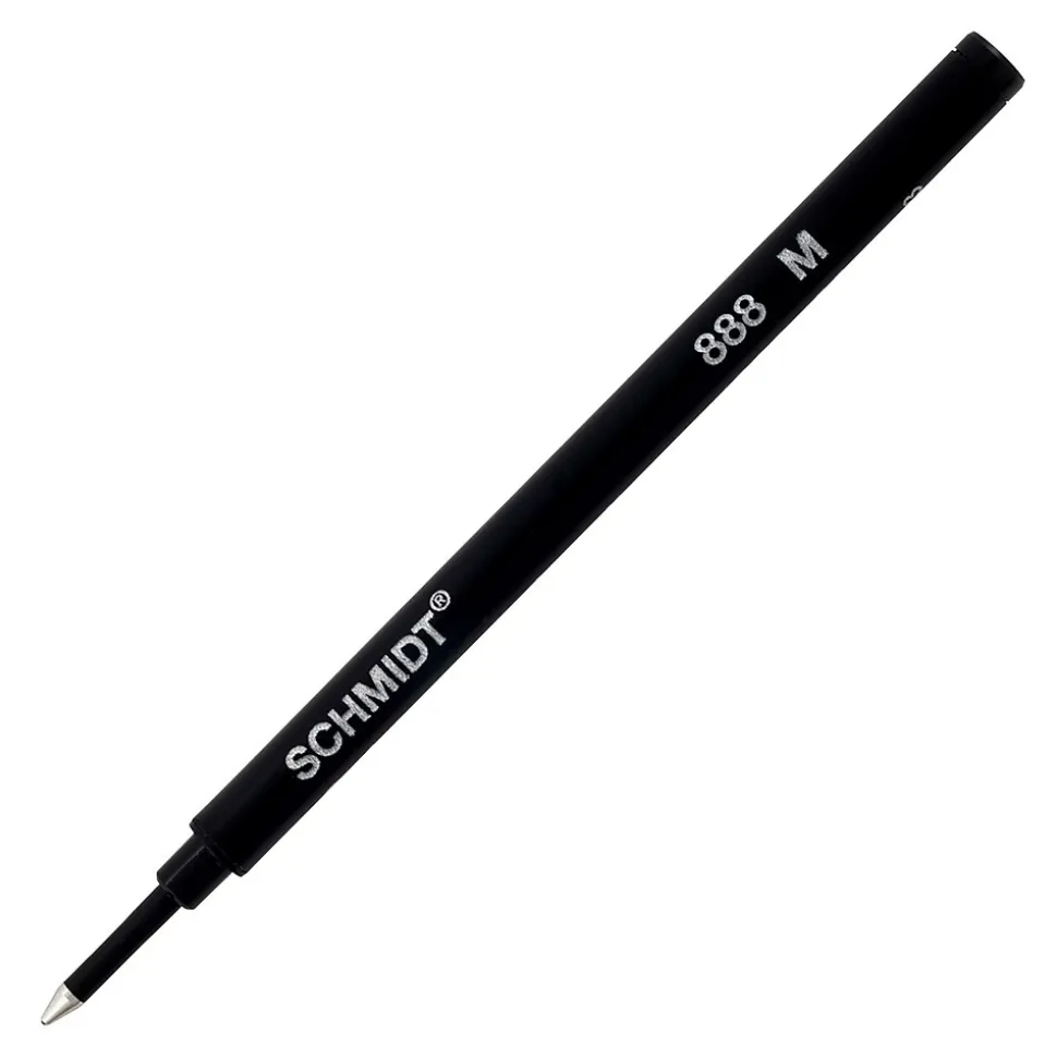 Schmidt 888 Safety Ceramic Rollerball Plastic Tube Refill, Fits Universal Pens, Medium, Black, 2 Pack (SC58111)