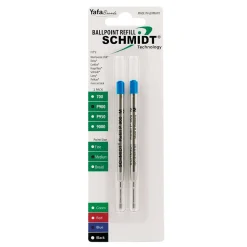 Schmidt P900 Ballpoint TC Ball Refill, To Fit Parker Ballpoint Pens, Medium, Blue, 2 Pack (SC58136)