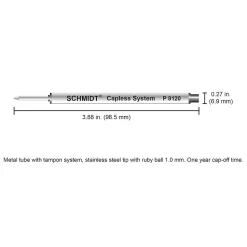Schmidt P8120 Short Capless Rollerball Refill, Broad, Blue, 2 Pack (SC58134)