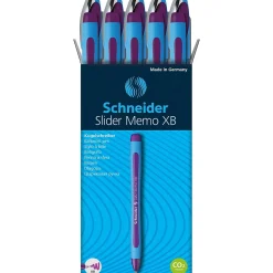 Schneider Slider Memo XB Ballpoint Pen, Extra Bold Point, Violet Ink, 10/Box (PSY150208)