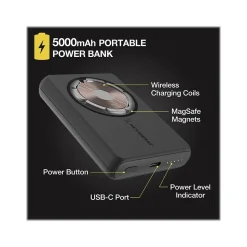 scosche GoBat MagSafe Wireless Power Bank, 5000mAh, Black (PBQ5MS-SP)