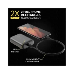 scosche GoBat USB Dual-Port Power Bank, 10000mAh, Black (PB10PD-SP)