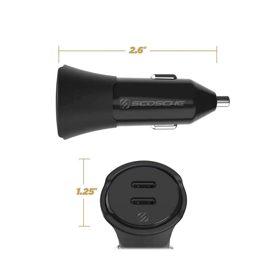 scosche PowerVolt USB Car Charger for Most Smartphones, Black (CPDCC40-SP)