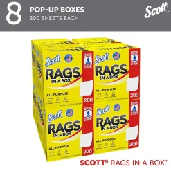 Scot Rags in a Box, 9" x 12", White, 200 Sheets/Box, 8 Boxes/Carton (75260)