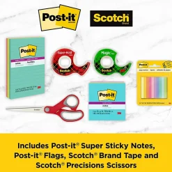 Scotch and Post-it Brand Back to School Bundle, 2 Scotch Tapes, 2 Post-it Notes, 1 Post-it Flag, 1 Scotch Scissors (SIOC)