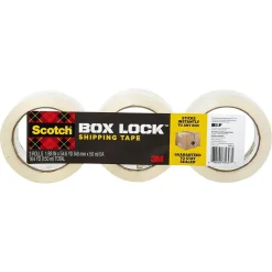 Scotch Box Lock Shipping Packing Tape, 1.88 in. x 38.2 yds., Clear, 3 Pack (3950S-3)