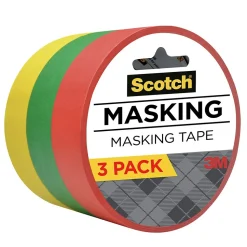 Scotch Expressions Light Masking Tape, 0.94 x 20 yds., Yellow/Green/Red, 3/Pack (3437-3PRM)