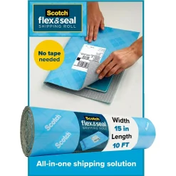 Scotch™ Flex & Seal Shipping Roll Self-Sealing Padded Mailer, 15" x 10', Blue (FS-1510)