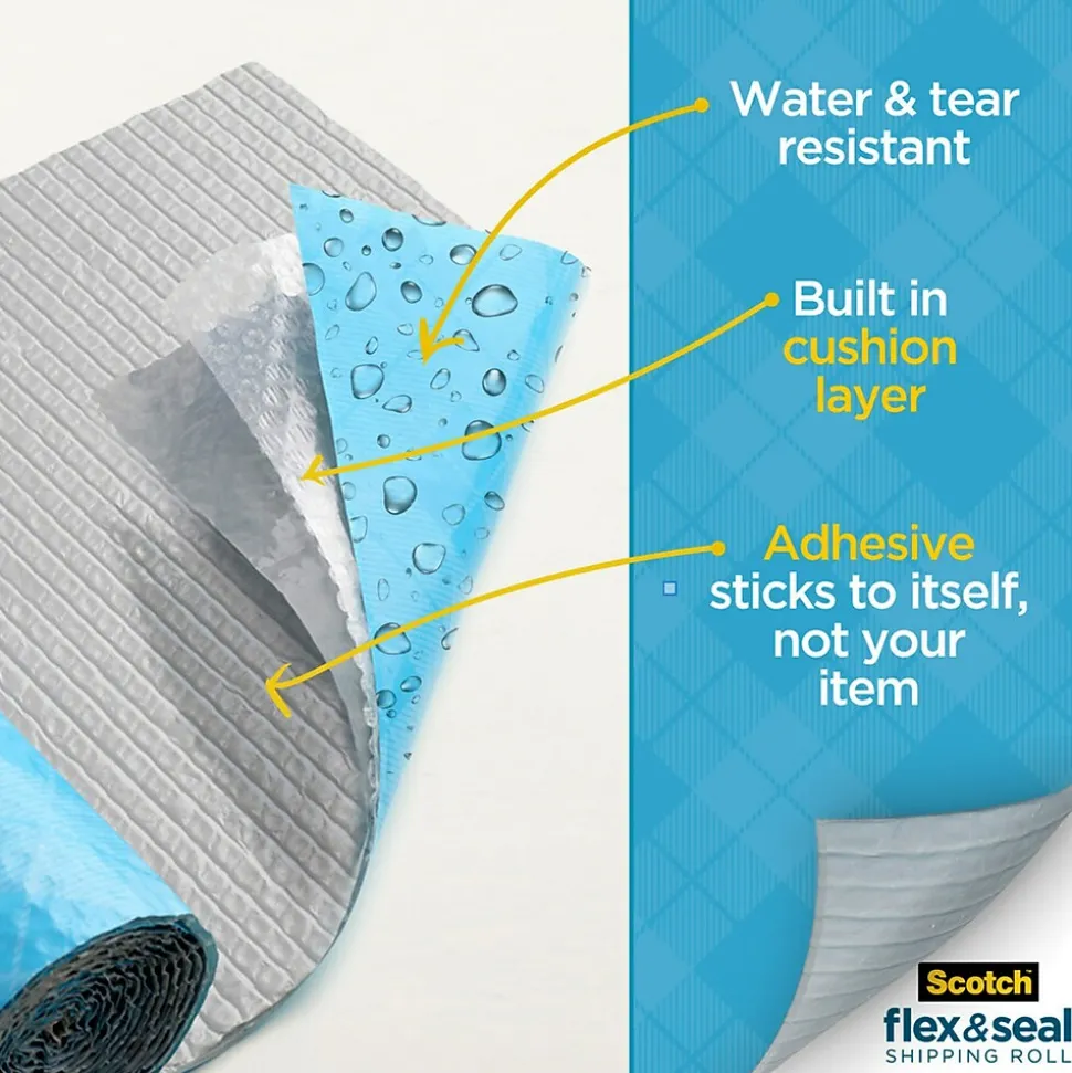 Scotch™ Flex & Seal Shipping Roll Self-Sealing Padded Mailer, 15" x 10', Blue (FS-1510)