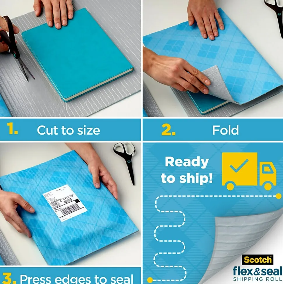 Scotch™ Flex & Seal Shipping Roll Self-Sealing Padded Mailer, 15" x 10', Blue (FS-1510)