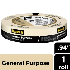 Scotch® General Purpose Masking Tape, Tan, 0.94 in x 60.1 yd (2050-24AP)