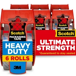 Scotch Heavy Duty Packing Tape with Dispenser, 1.88" x 22.2 yds., Clear, 6/Pack (142-6)