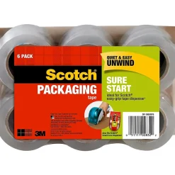 Scotch Sure Start Packing Tape, 1.88" x 25 yds., Clear, 6/Pack (DP1000RF6)
