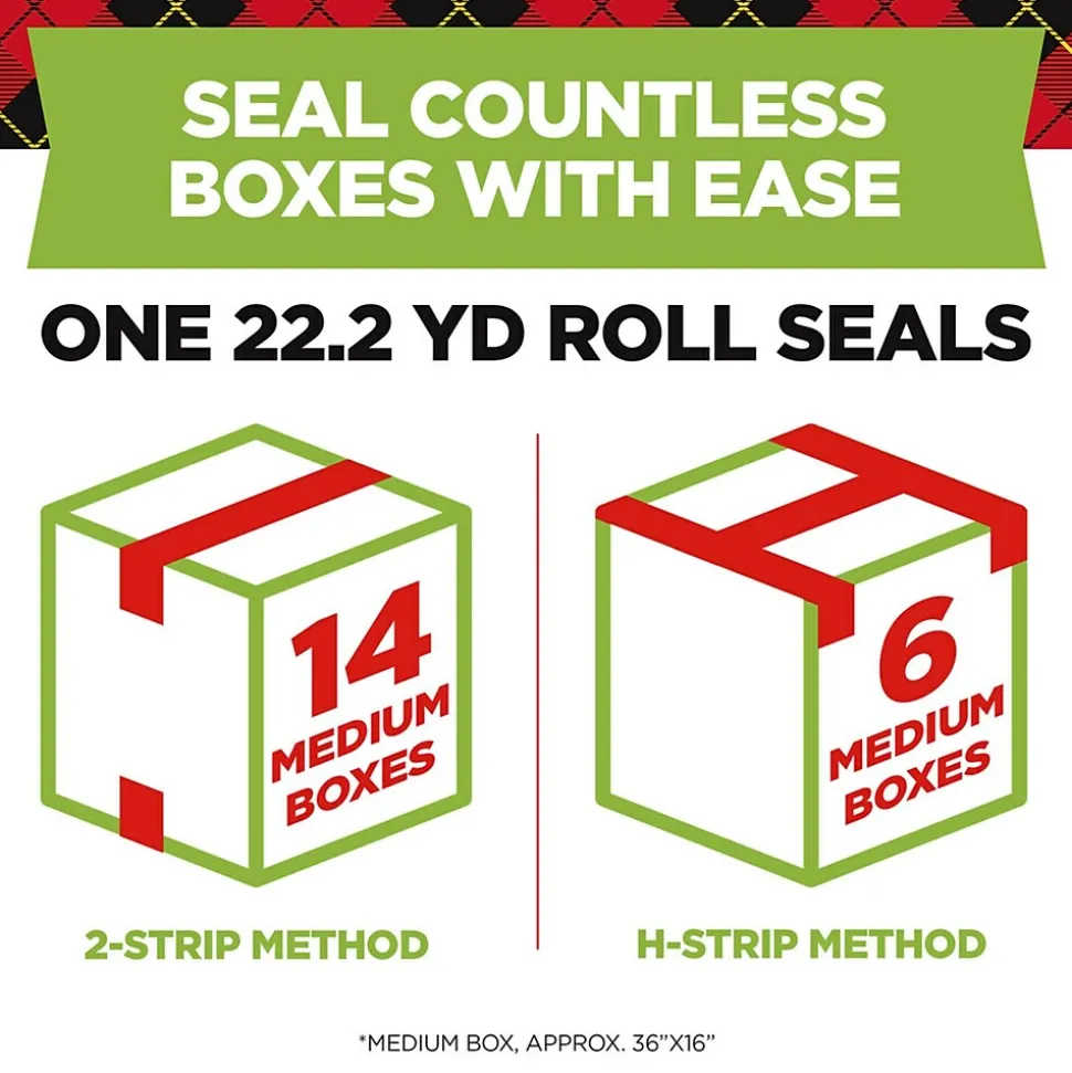 Scotch Sure-Start Packing Tape with Dispenser, 1.88" x 22.2 yds., Clear, 6/Pack (145-6)