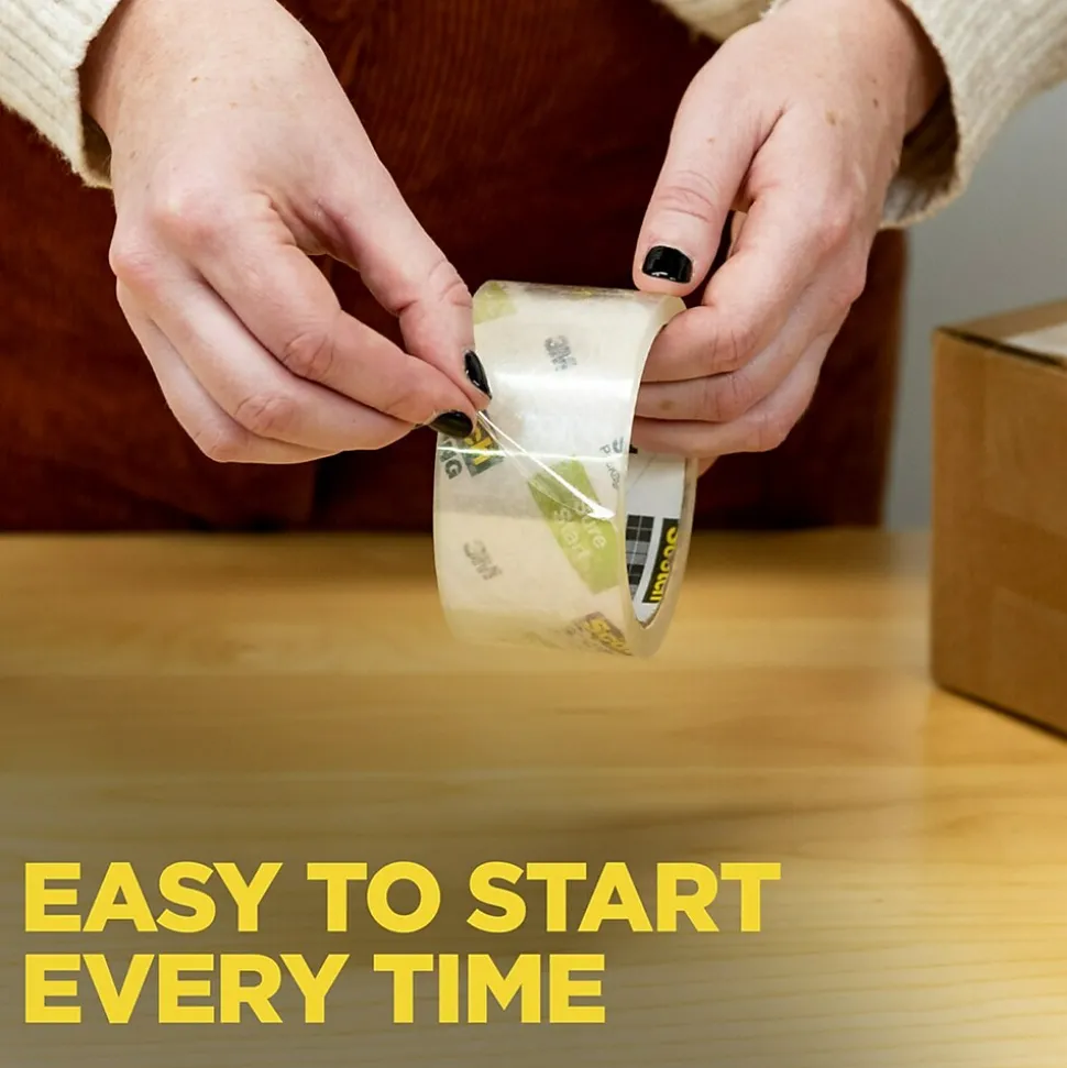 Scotch Sure-Start Packing Tape with Dispenser, 1.88" x 22.2 yds., Clear, 6/Pack (145-6)