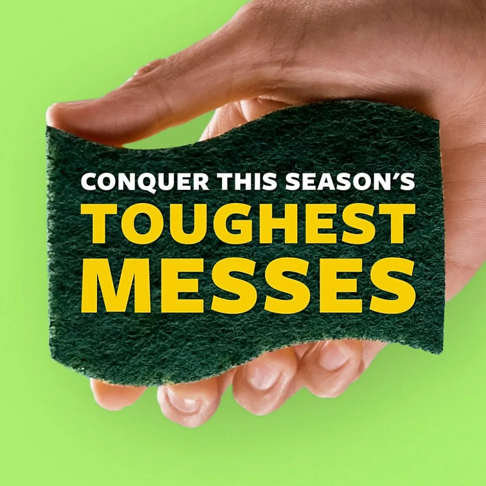 Scotch-Brite Heavy Duty Sponge with Scrubber, Green/Yellow, 3 Sponges/Pack (HD3)