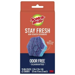 Scotch-Brite Stay Fresh Non-Scratch Scrubbers, Blue, 2 Sponges/Pack (SDA-2)