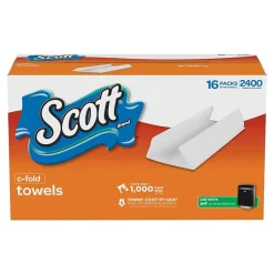 Scott C-Fold Paper Towels, 1-ply, 150 Sheets/Pack, 16 Packs/Carton (45786)