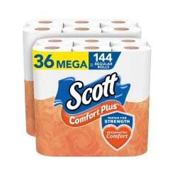 Scott Comfort Plus 1-Ply Standard Toilet Paper, White, 462 Sheets/Roll, 36 Rolls/Case (54262)