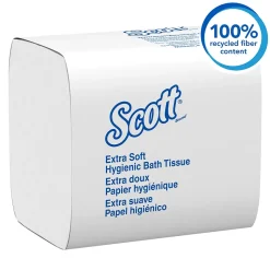 Scott Cotton Z-Fold Toilet Paper, 2-ply, White, 250 Sheets/Pack, 36 Packs/Carton (48280)