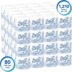Scott Essential 1-Ply Standard Toilet Paper, White, 1210 Sheets/Roll, 80 Rolls/Carton (05102)