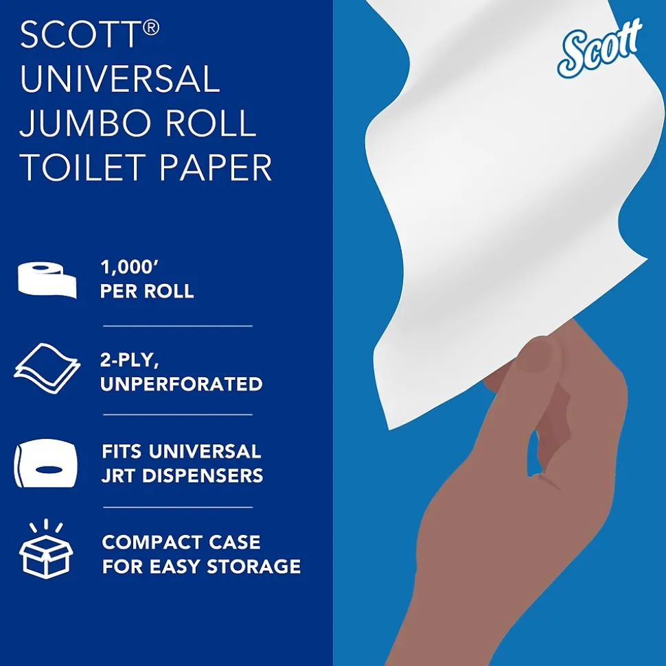 Scott Essential Recycled Jumbo Toilet Paper, 2-ply, White, 4 Rolls/Case (03148)