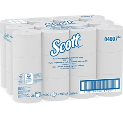 Scott Essential Recycled Coreless Toilet Paper, 2-ply, White, 1000 Sheets/Roll, 36 Rolls/Case (04007)