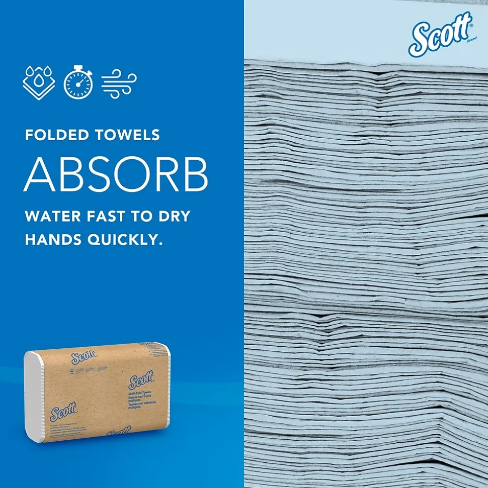 Scott Essential Recycled Multifold Paper Towels, 1-ply, 250 Sheets/Pack, 16 Packs/Carton (01807)
