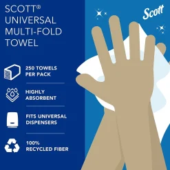 Scott Essential Recycled Multifold Paper Towels, 1-ply, 250 Sheets/Pack, 16 Packs/Carton (01807)