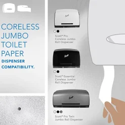 Scott Essential Recycled Coreless Toilet Paper, 1-ply, White, 12 Rolls/Case (07005)