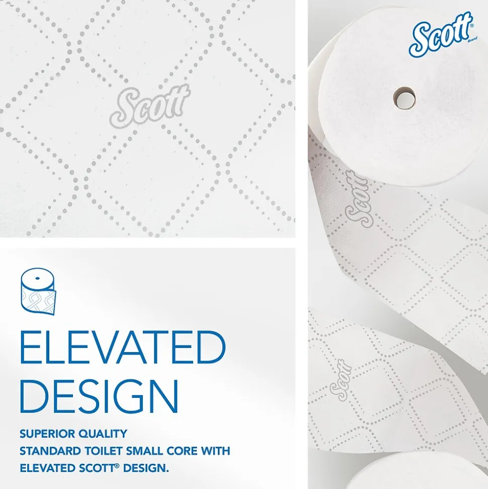 Scott Pro 2-Ply Small Core Standard Toilet Paper, White, 1100 Sheets/Roll, 36 Rolls/Carton (47305)