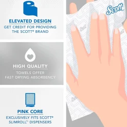 Scott Pro Slimroll Recycled Hardwound Paper Towels, 1-ply, 580 ft./Roll, 6 Rolls/Carton (47032)