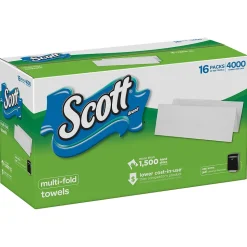 Scott Recycled Multifold Paper Towels, 1-ply, 250 Sheets/Pack, 16 Packs/Carton (8009)