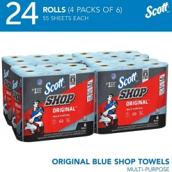 Scott Shop Towels Original, 9.4" x 11", Blue, 55 Towels/Roll, 24 Rolls/Carton (75180CT)