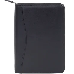 Scully Leather Padfolio with Zipper Closure, Black (5019Z-11-24-F)