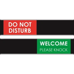 Seco Adhesive Do Not Disturb/Welcome Sliding Sign, 10" x 2", Red/Green (BA110RG)