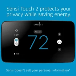 Sensi Touch 2 Smart Programmable Wi-Fi Thermostat, Works with Alexa, Black Beveled Edge (ST76)