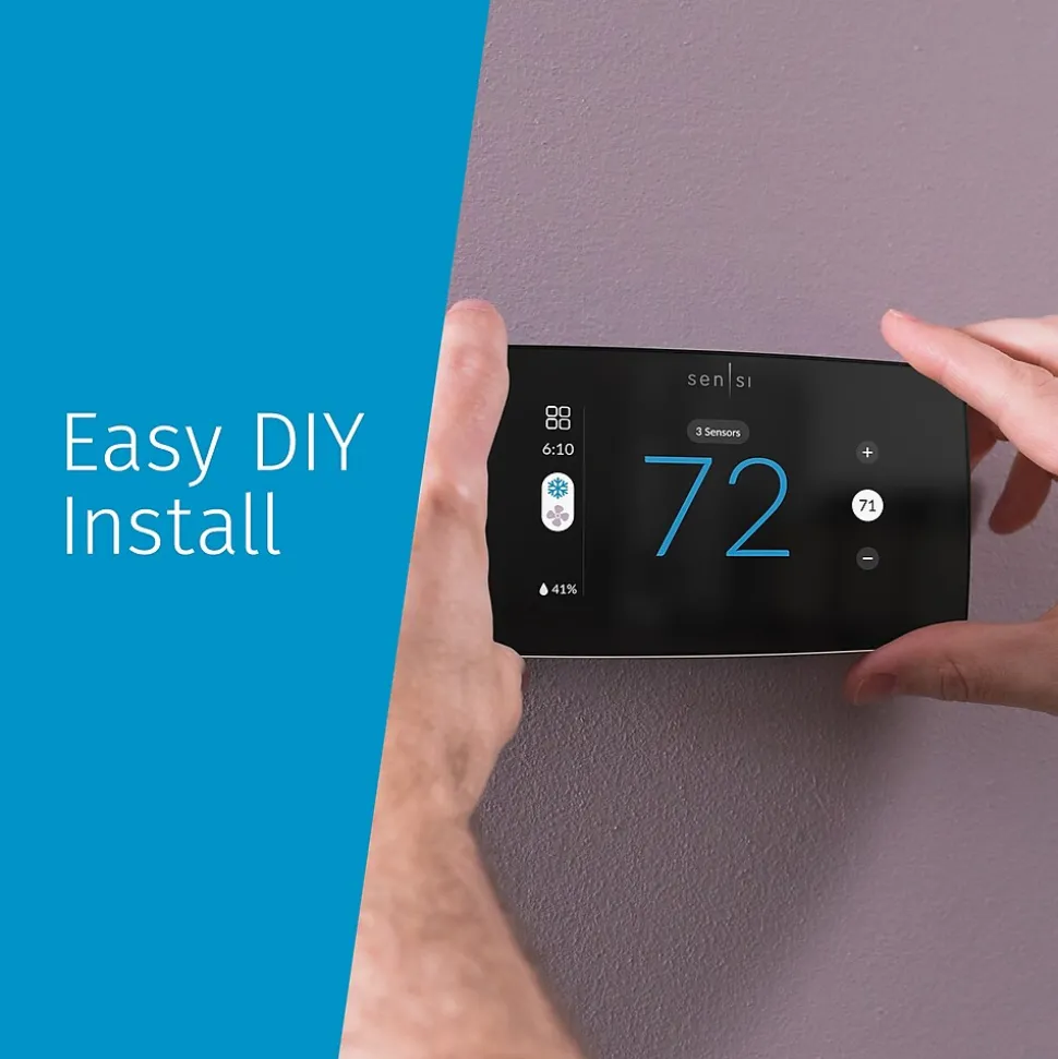 Sensi Touch 2 Smart Programmable Wi-Fi Thermostat, Works with Alexa, Black Beveled Edge (ST76)