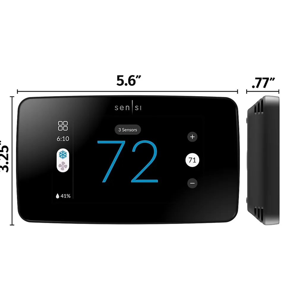 Sensi Touch 2 Smart Programmable Wi-Fi Thermostat, Works with Alexa, Black Beveled Edge (ST76)