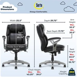 Serta AIR Bonded Leather Executive Chair, Black (CHR200100)