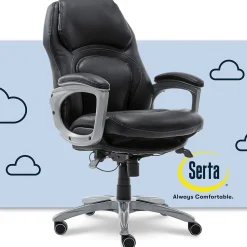 Serta Back in Motion Bonded Leather Executive Chair, Smooth Black (43521OSS)