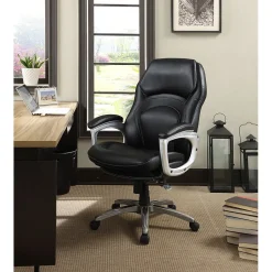 Serta Back in Motion Bonded Leather Executive Chair, Smooth Black (43521OSS)