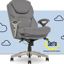 Serta Claremont Ergonomic Faux Leather Swivel Executive Chair with Back in Motion Technology, Gray (44186A)