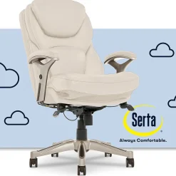 Serta Claremont Ergonomic Faux Leather Swivel Executive Chair with Back in Motion Technology, Ivory (44186C)